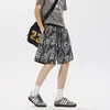 Pantalones Cortos Deportivos de Jacquard con Estampado de Letras y Bloques de Color con Cordón para Hombre, Ajuste Holgado Versátiles Casuales, Modernos Pantalones Cortos de Playa