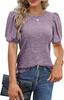 Tops de Manga Corta Acanalados Sueltos de Color Puro Casuales de Verano Nuevos Transfronterizos Europeos y Americanos para Mujer