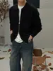 Cardigan de Tricô Cinza de Alta Qualidade com Zíper Duplo Masculino Outono Nobre Estilo Old Money Alto Senso de Inteligência Peça Externa Top
