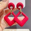 Aretes Geométricos de Diamante Aguja de Plata Color Rojo Rosado Fruta del Dragón Nuevo Temperamento Personalidad Exagerados Celebridad de Internet Aretes Atmosféricos Aretes