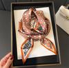 Cachecol longo estreito, cachecol de camisa, cachecol pied-de-poule, imitação de seda de camada dupla, bolsa de gravata feminina de outono e inverno, gravata de cabelo de primavera e verão