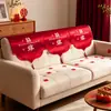 Colcha com tema de casamento com o caractere para "alegria", decorações vermelhas para quarto de casamento, capa de cama, capa para sofá de sala de estar de casamento, capa à prova de poeira