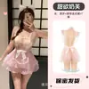 Noite para flerte sexy profundo desejo puro laço doce japonês empregada sexy renda camisola malha uniforme qq