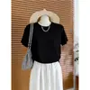 Camiseta Gris de Algodón Puro de Manga Corta para Mujer, Nueva Primavera/Verano 2026, Color Sólido, Corte Ajustado, Camiseta Base Versátil, Top de Moda