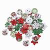 Promoção de vendas diretas da fábrica Botão decorativo de Natal estampado Floco de neve branco Árvore pequena verde Estrela de cinco pontas Fivela de madeira pequena mista