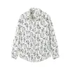 Nueva camisa de manga larga para hombre de comercio exterior para otoño e invierno con estampado floral pequeño, corte holgado moderno, sedosa y con caída, camisa de manga larga para hombre de talla grande