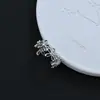 Anel de Flor de Diamante Prateado Brilhante Estilo Doce e Cool para Mulheres, Anel Simples e de Alto Padrão para Dedo Indicador Aberto, Anel Moderno e Versátil