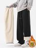 Otoño e invierno 2024 nuevos pantalones casuales rectos para hombre engrosados con forro polar tendencia sueltos de pierna ancha