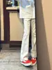 Jeans blancos elásticos microbota para mujer, primavera y otoño, talla grande, para tipos de cuerpo de pera, de cintura alta, adelgazantes, pantalones bootcut de pierna recta