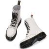 Botas de Herramienta 1490 para Mujer de 10 Agujeros Suela Gruesa Botas Cortas de Pareja Botas de Cuero Genuino para Hombre y Mujer Punta Redonda Moda Europea y Americana Zapatos de Automovilismo