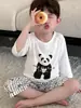 Pijama Masculino Verão Infantil Manga Curta Tamanho Médio e Grande Infantil Masculino Ar Condicionado Roupa de Casa Verão Fino Modal Seda de Gelo Conjunto