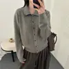 Cardigan de Tricô Elegante com Gola Lapela de Botão Único para Mulheres, Novo Estilo Coreano Outono/Inverno 2026 Versátil Camada de Suéter Casaco Top