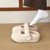 Zapatillas de Felpa Cálidas de Piel Estilo Coreano Invierno 2026 de Corte Bajo para Mujer, Zapatillas de Algodón para Exteriores, Suela Gruesa, Aumentan la Altura Interior