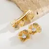 He Ming Acessórios Moda Estilo Coreano Flor de Metal Tridimensional com Pedraria Conjunto de Dois Grampos de Cabelo, Presilha Lateral de Luxo Leve de Alta Qualidade para Mulheres