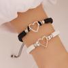 Pulsera tejida para pareja en blanco y negro, un par de pulseras para novias, hermanas, estudiantes masculinos y femeninos, regalo de San Valentín, regalo de cumpleaños