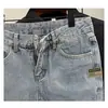 Shorts de Mezclilla Lavada Vintage Estilo Urbano para Hombres y Mujeres, Pantalones de Cinco Puntos Rectos por Encima de la Rodilla, Corte Holgado, Tendencia de Verano