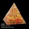 Transfronterizo 6cm Cristal Natural Letra Dorada Adorno Decorativo de Escritorio para el Hogar Pirámide de Resina para Chakra Yoga Meditación