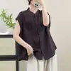 Chaleco de Lino de Color Sólido Retro Wu Xiu Wenyi para Mujer Verano 2026 Nuevo Bolsillo de Encaje Holgado Adelgazante Top Casual