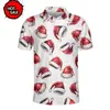 Impresión Digital 3D Gráficos Interesantes de Papá Noel Camisa Polo Feliz para Hombre Manga Corta Navideña Comercio Transfronterizo Cruz