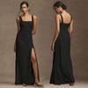 Vestido de Madrinha de Cetim de Alta Qualidade, Vestido de Noite de Luxo Acessível de Nicho, Vestido com Fenda de Um Ombro com Alça Fina para Emagrecer