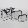Bolso de Mano Transparente de PVC Transfronterizo Bolsa de Cosméticos Set de Tres Piezas Bolsa de Artículos de Tocador de Gran Capacidad Almacenamiento de Cosméticos Sellado Portátil