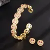 Europeu e Americano Mais Vendido Luxo Leve Rosto Sorridente Micro-Incustado com Diamante Moda Pulseira Aberta Anel Conjunto Temperamento Fashion Zircônia Versátil