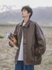 Chaqueta de cuero PU de calle americana para hombre, nueva marca de moda de otoño 2023, ropa de motocicleta retro, chaqueta de cuero suelta para hombre