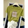 Camiseta Informal de Manga Corta de Algodón Morado Ciruela de Moda para Mujer
