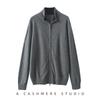 Cardigan de Zíper Meia-Altura 100% Caxemira Pura Outono e Inverno 2026 Jaqueta de Tricô Casual Masculina
