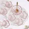 Plato Pequeño de Vidrio Estilo Japonés con Patrón Martillado Flor de Cerezo, Plato Pequeño para Salsa, Plato para Vinagre, Plato para Salsa para Hot Pot, Plato Hondo Grande