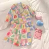 Pijama infantil para niñas, nuevo modelo verano 2026, algodón nube, dulce y fino, manga corta y shorts, ropa de casa para niños mayores