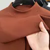 Camiseta de manga larga de terciopelo explosivo de doble cara para hombre, ropa interior térmica interior de otoño e invierno, cuello semi-alto, suéter básico para hombre
