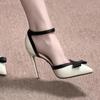 Zapatos de Tacón Alto con Punta Fina y Lazo Estilo Chanel para Mujer, Nuevos de Verano 2026 Sandalias Elegantes de Tira Única con Punta Cerrada Estilo Francés