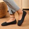 Zapatos de mujer con punta cuadrada, transpirables, de tejido plano y talla grande, de comercio exterior, mocasines de tacón bajo y cabeza ancha transfronteriza