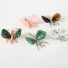 Ornamento de Coração de Cristal Natural com Asas de Borboleta Patch de Coração de Jade Artesanato de Liga Nova Produto Cristal Amarelo