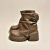 Botas Martin de Suela Gruesa y Tacón Grueso Botas de Caballero Mujer 2026 Otoño Nuevo Botas de Tacón Alto Apiladas Botas Vaqueras Retro