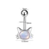 Amazon Transfronterizo Nueva Moda Gatito Incrustado Oval Diamante Mocha Cuerpo de Acero Inoxidable Joyería para Piercing Anillo para el Ombligo