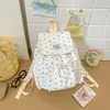 Mochila com Cordão de Bolinhas e Laço para Mulheres, Estilo College, Bolsa para Faculdade e Trabalho, Mochila Casual de Viagem de Nicho
