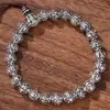 Pulsera Retro de Plata Tailandesa con Seis Caracteres Mantra y Cuentas de Buda, Moderna y Sencilla, Pulsera Trenzada con Sutra del Corazón Joyería para Hombres, Mujeres y Parejas