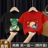 Camiseta de Verano de Algodón Puro Estilo Coreano de Moda para Niños de Manga Corta, Estampado de Bebé Niño, Nuevo Modelo 2026 Ropa de Verano para Niños