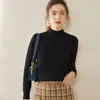 Suéter de Cachemira para Mujer Otoño/Invierno 2026 con Cuello Medio Alto, Diseño Versátil, Suéter de Punto de Lana como Capa Interior