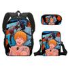 Mochila Escolar de Chainsaw Man de Nueva Cadena Transfronteriza Mochila de Dibujos Animados Set de Tres Piezas Bolsa para Lápices de Poliéster Set de Bolso de Hombro