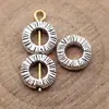 9.9x9.9x2.7mm Diámetro del agujero aprox.. 1.5mm 0.8g Color plata antiguo Anillo redondo texturizado cadena para ensartar cuentas