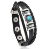 HYP Pulseira Trançada Artesanal Europeia Transfronteiriça Feminina Borboleta Animal Cruz Punk Estilo Botão de Couro Masculino