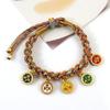 Pulsera Ojo del Dios de la Riqueza de Cinco Vías de Tíbet Thangka Tejida a Mano Ajustable Colorida Pulsera de Ocho Hilos Wenwan