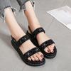 Sandalias de Pedrería para Mujer, Nueva Moda de Verano 2026 Versátiles de Plataforma con Suela Gruesa Sandalias Planas para Mujer para la Playa