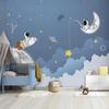 Fondo de Pantalla Universo Espacio Planeta Cielo Estrellado Fondo de Pantalla Astronauta de Dibujos Animados Cubierta de Pared para Habitación de Niños Dormitorio Cubierta de Pared para Habitación de Niño