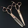 Tijeras de peluquería de 6.0 pulgadas, tijeras para barberos, tijeras planas, tijeras de entresacar, tijeras finas, estilo tirano local dorado, pared, personalidad 05-7