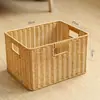 Cesta de almacenamiento de armario nórdico, caja de almacenamiento tejida, cesta organizadora simple para sala de estar, tejido de imitación de ratán