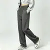 Calça de Sarja Espinha de Peixe Perna Reta Feminina Outono Inverno 2026 Novo Estilo Aveludada Grossa Lã Wide Leg Cintura Alta Emagrecimento Caimento Calça Longa